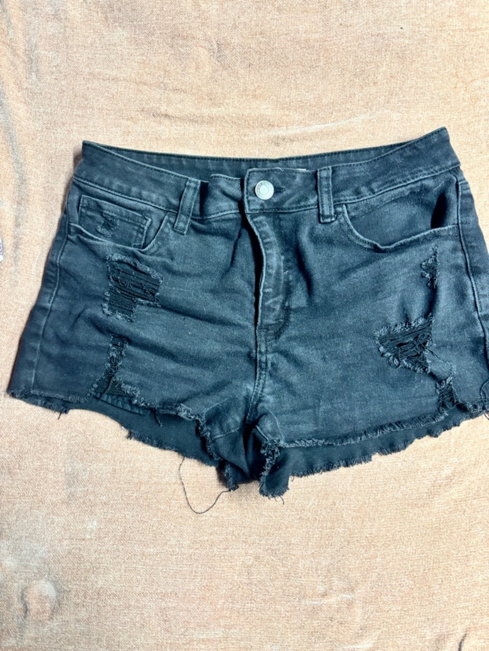 SO Black Distressed Frayed Denim Shorts